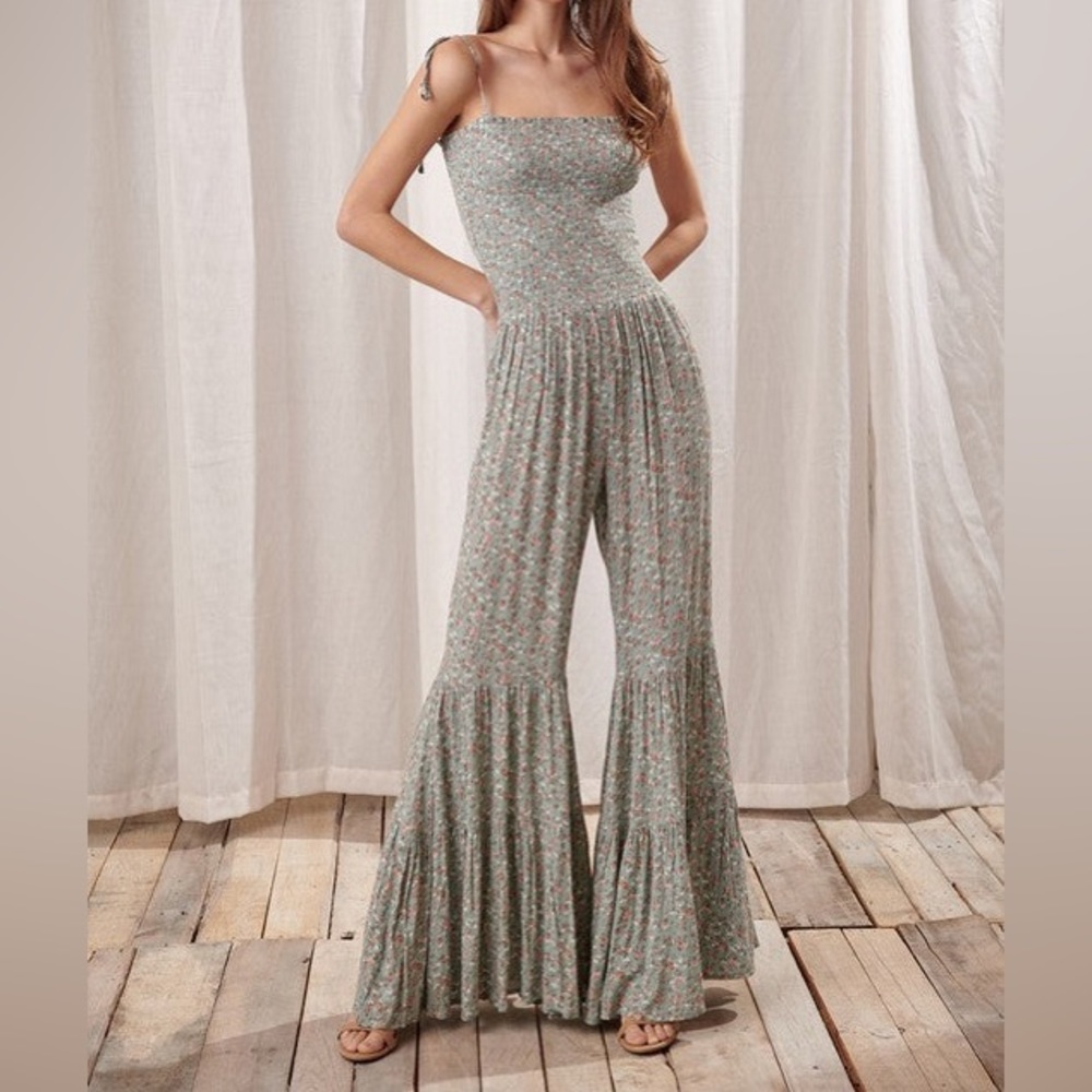 VICI Flower Print Bell Bottom Jumpsuit